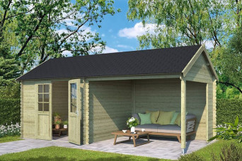  Outdoor Life Products | Tuinhuis met Overkapping Fraya 570 x 275 | Geïmpregneerd | Olijfgroen 260749-31